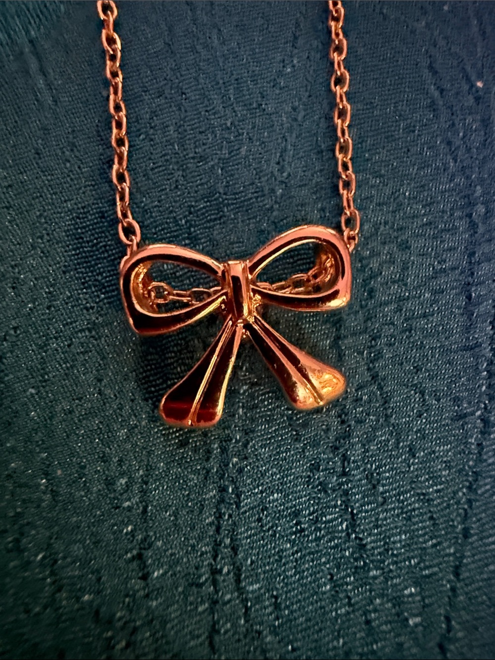 Rose Gold Bow Pendant Necklace - Women Jewelry
